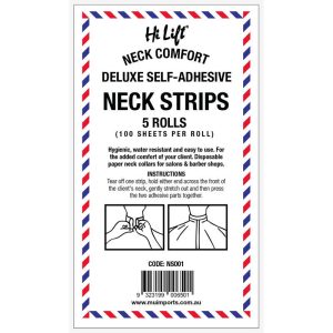 Neck Strips- Self Adhesive- 5 Rolls x100 Sheets per roll. (Black)